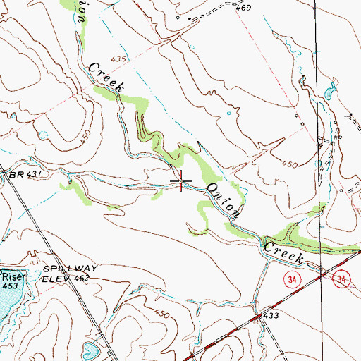 Topographic Map of Big Onion Creek, TX