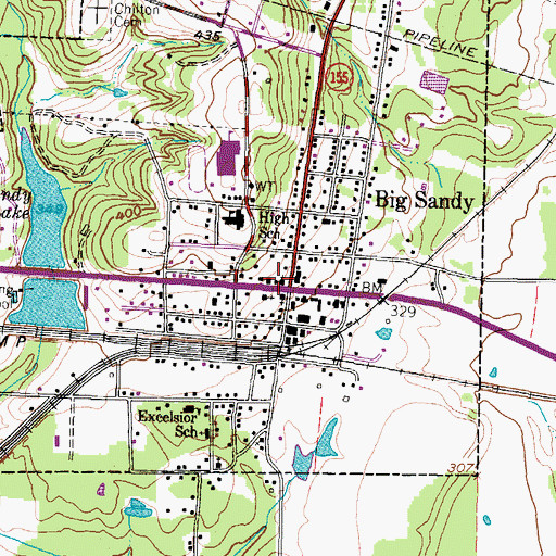 Topographic Map of Big Sandy, TX