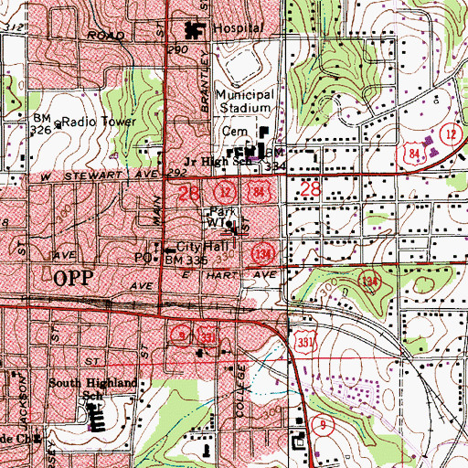 Topographic Map of Wallaces Mill (historical), AL