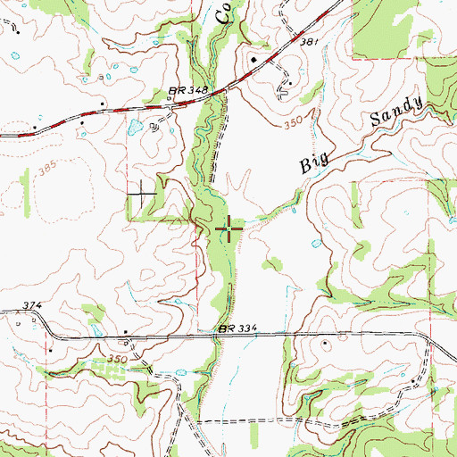 Topographic Map of Big Sandy Creek, TX