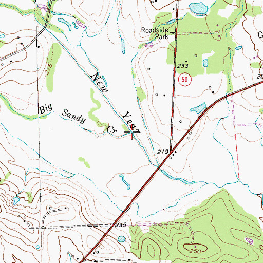 Topographic Map of Big Sandy Creek, TX