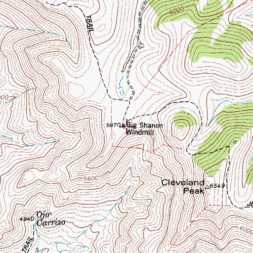 Topographic Map of Big Shanon Windmill, TX