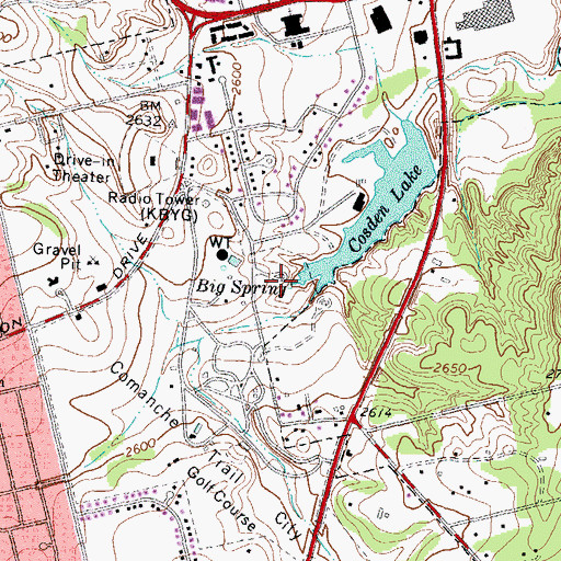 Topographic Map of Big Spring, TX