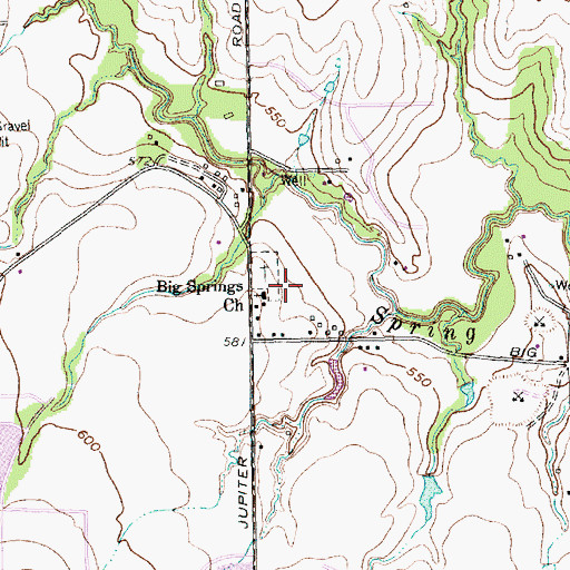 Topographic Map of Big Springs Church, TX