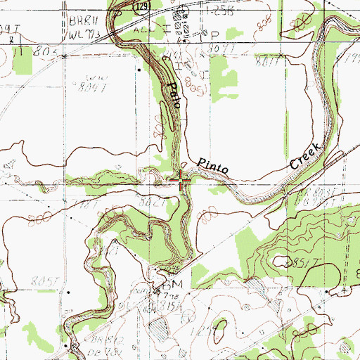 Topographic Map of Big Sunday Creek, TX