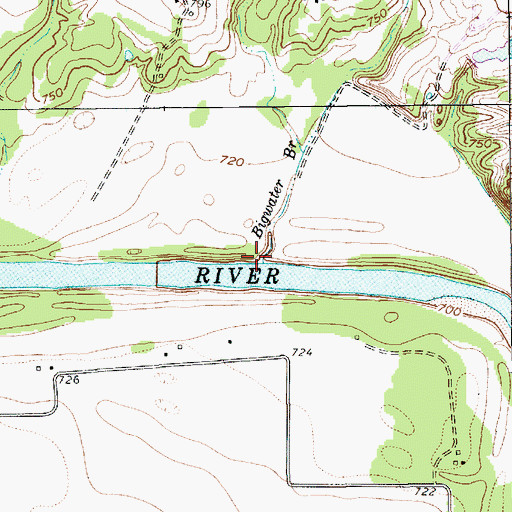 Topographic Map of Bigwater Branch, TX