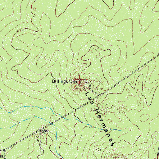 Topographic Map of Billings Cemetery, TX