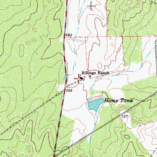 Topographic Map of Billings Ranch, TX