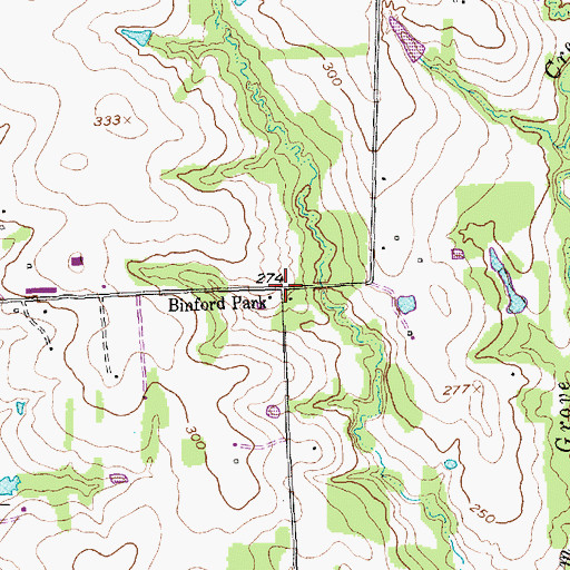 Topographic Map of Binford Park, TX