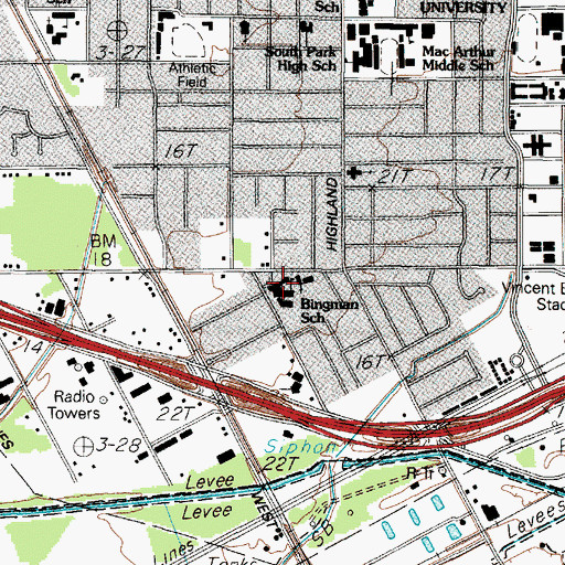 Topographic Map of Bingham School, TX