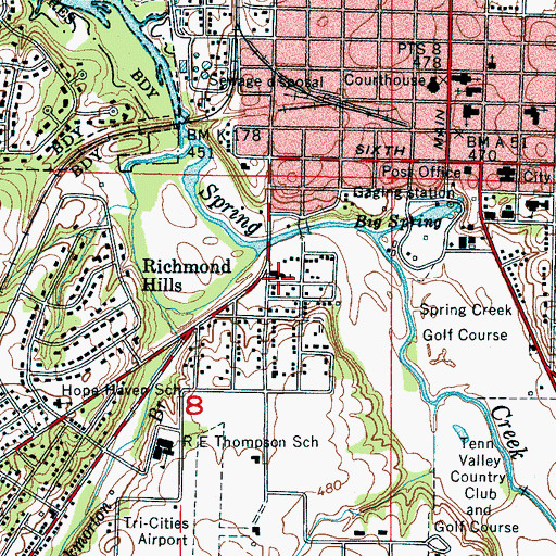 Topographic Map of West Side Baptist Church, AL