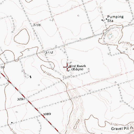 Topographic Map of Bird Ranch, TX