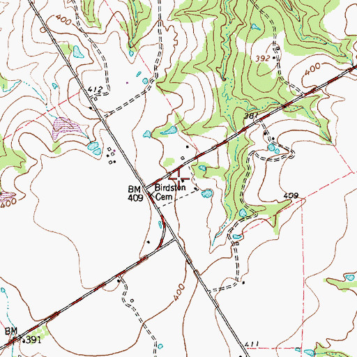 Topographic Map of Birdston Cemetery, TX