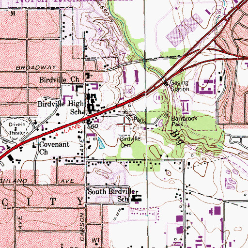 Topographic Map of Birdville Cemetery, TX