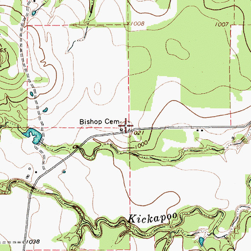 Topographic Map of Bishop Cemetery, TX
