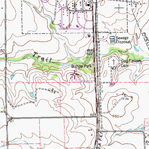 Topographic Map of Bishop Park, TX