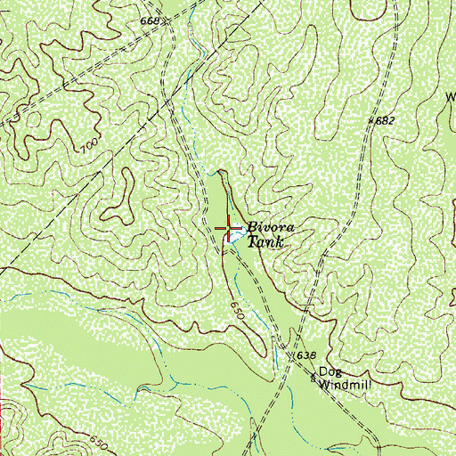 Topographic Map of Bivora Tank, TX