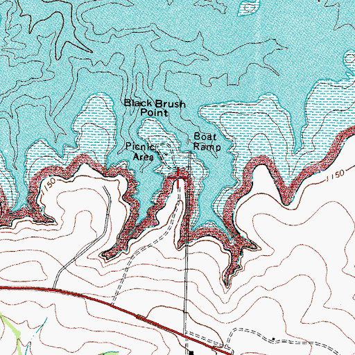 Topographic Map of Black Brush Point, TX
