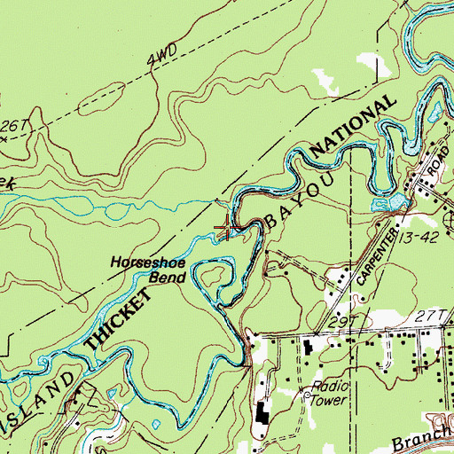 Topographic Map of Black Creek, TX