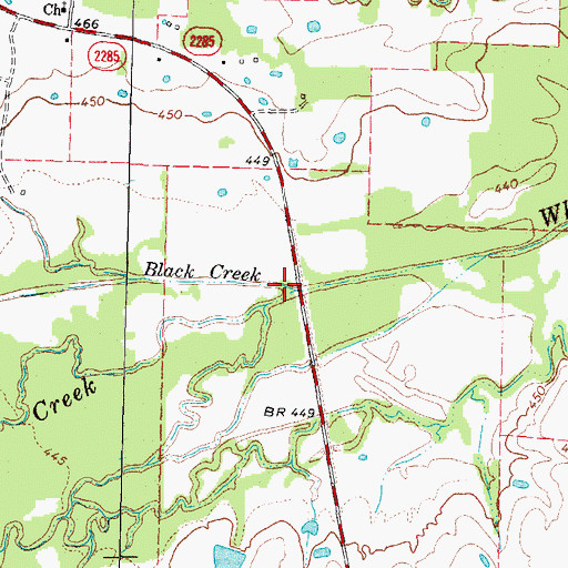 Topographic Map of Black Creek, TX