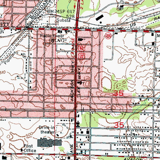 Topographic Map of Woodward Avenue Baptist Church, AL