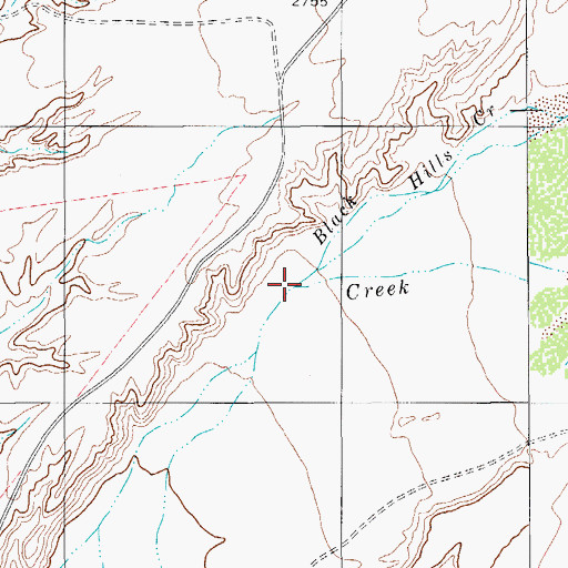 Topographic Map of Black Hills Creek, TX
