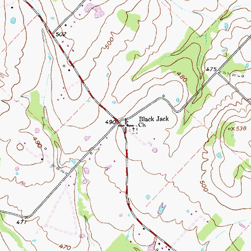 Topographic Map of Black Jack Church, TX