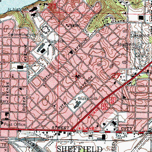 Topographic Map of York Terrace Baptist Church, AL