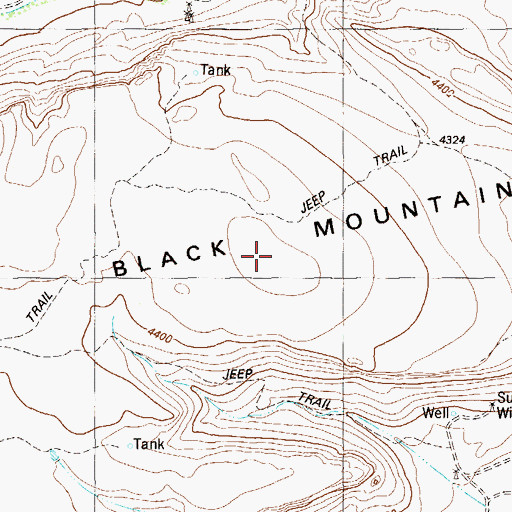 Topographic Map of Black Mountain, TX