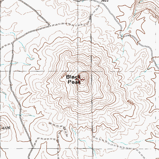 Topographic Map of Black Peak, TX