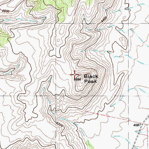 Topographic Map of Black Peak, TX