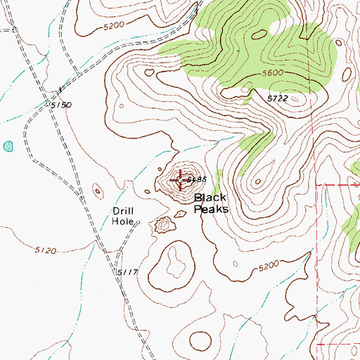 Topographic Map of Black Peaks, TX