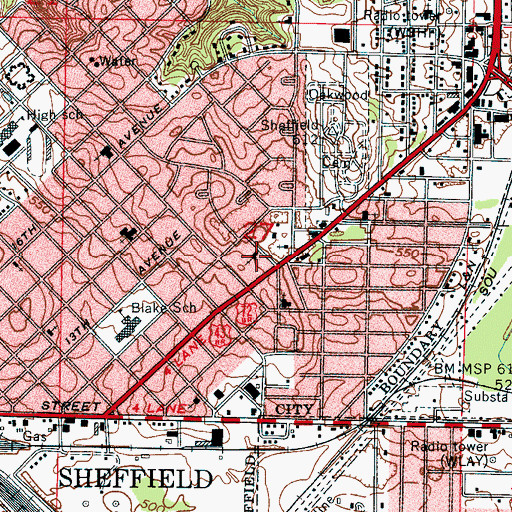 Topographic Map of York Terrace Church of God, AL