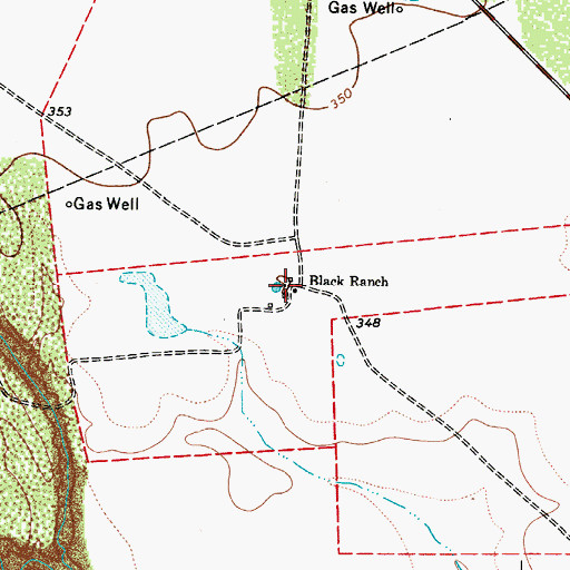 Topographic Map of Black Ranch, TX