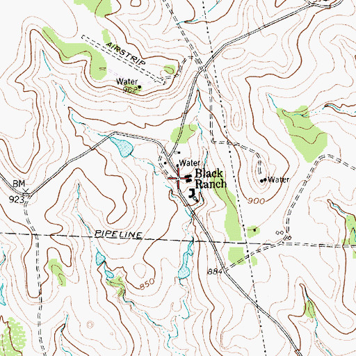 Topographic Map of Black Ranch, TX