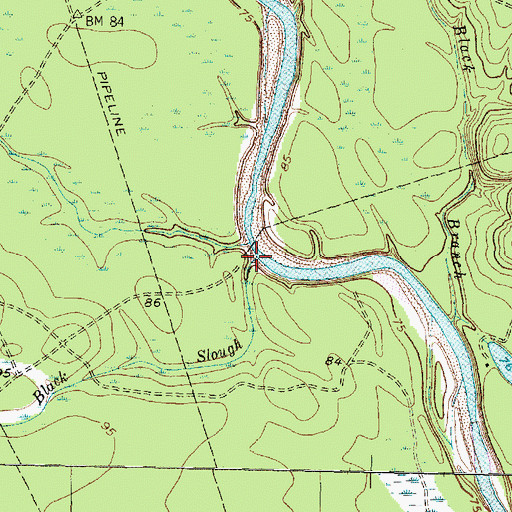 Topographic Map of Black Slough, TX