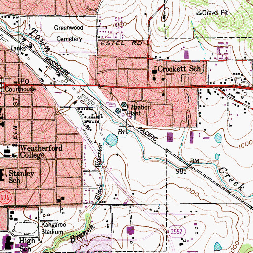 Topographic Map of Black Warrior Branch, TX