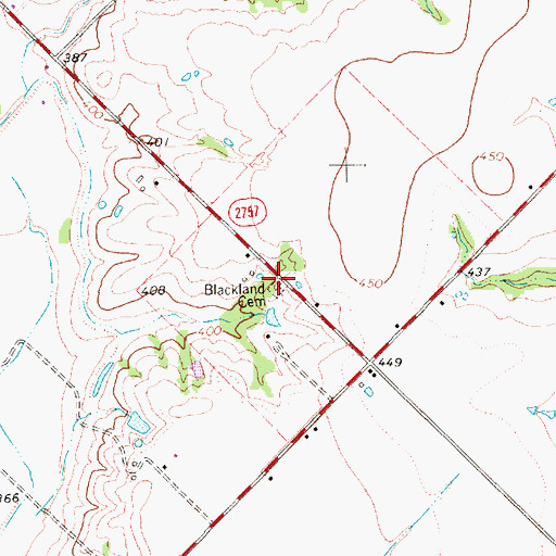 Topographic Map of Blackland Cemetery, TX