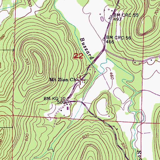 Topographic Map of Zion School (historical), AL