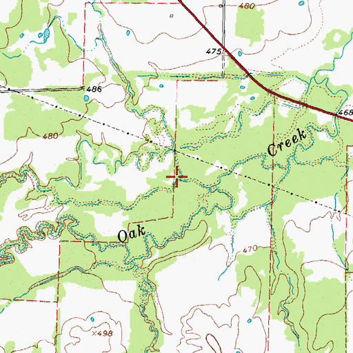 Topographic Map of Blacks Creek, TX