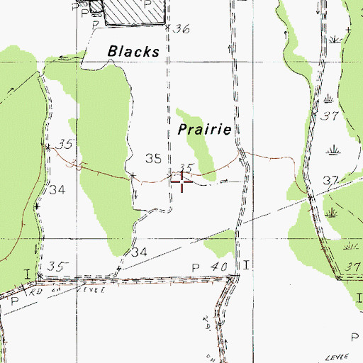 Topographic Map of Blacks Prairie, TX