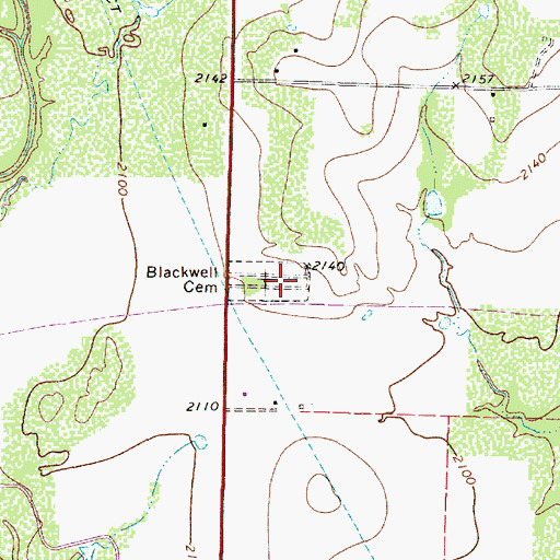 Topographic Map of Blackwell Cemetery, TX