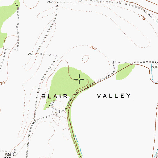 Topographic Map of Blair Valley, TX