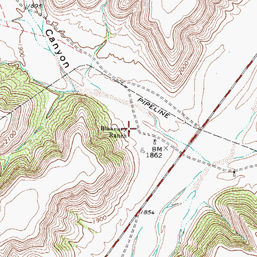 Topographic Map of Blakeney Ranch, TX