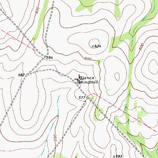 Topographic Map of Blanca Windmill, TX