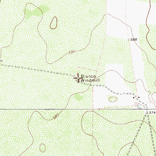 Topographic Map of Blanco Windmill, TX