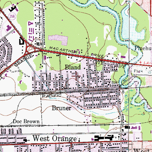 Topographic Map of Bland, TX