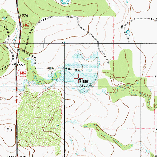 Topographic Map of Blanket Creek Watershed Number Eight, TX