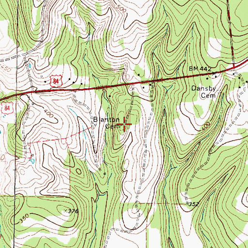 Topographic Map of Blanton Cemetery, TX