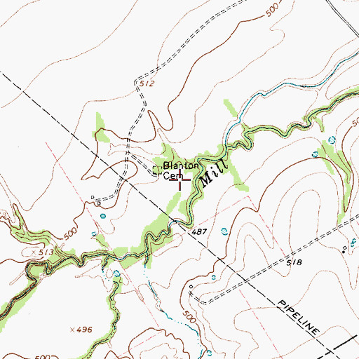 Topographic Map of Blanton Cemetery, TX